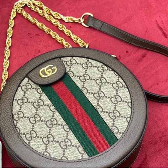 Gucci Beige and Brown Crossbody Bag with Gold Chain - Picture 11 of 11